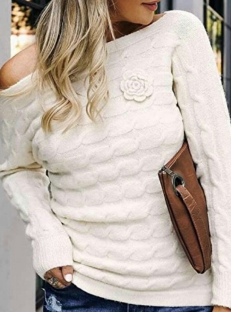 sale-Boho slouchy off the shoulder Sweater